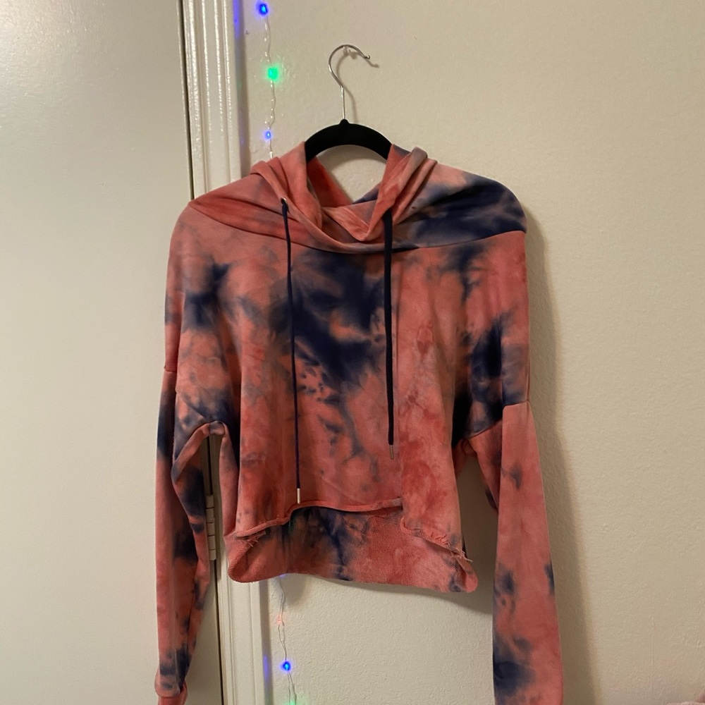 Crop Top Pink Tie Dye Hoodie